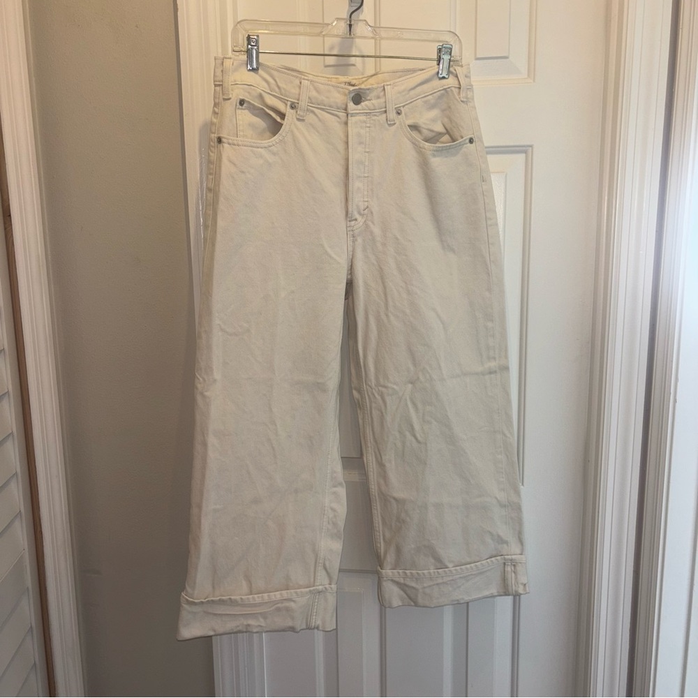 Wideleg Cuffed Boyfriend Jeans - Size 8